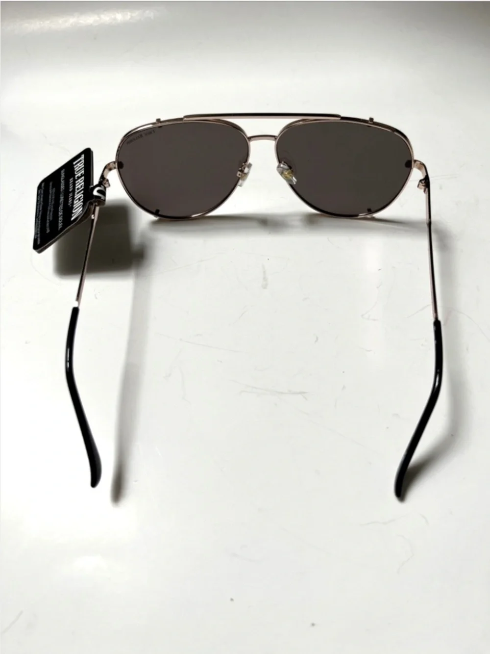 New TRUE RELIGION Double Bridge Aviator Sunglasses Classic Gold Brown Lens